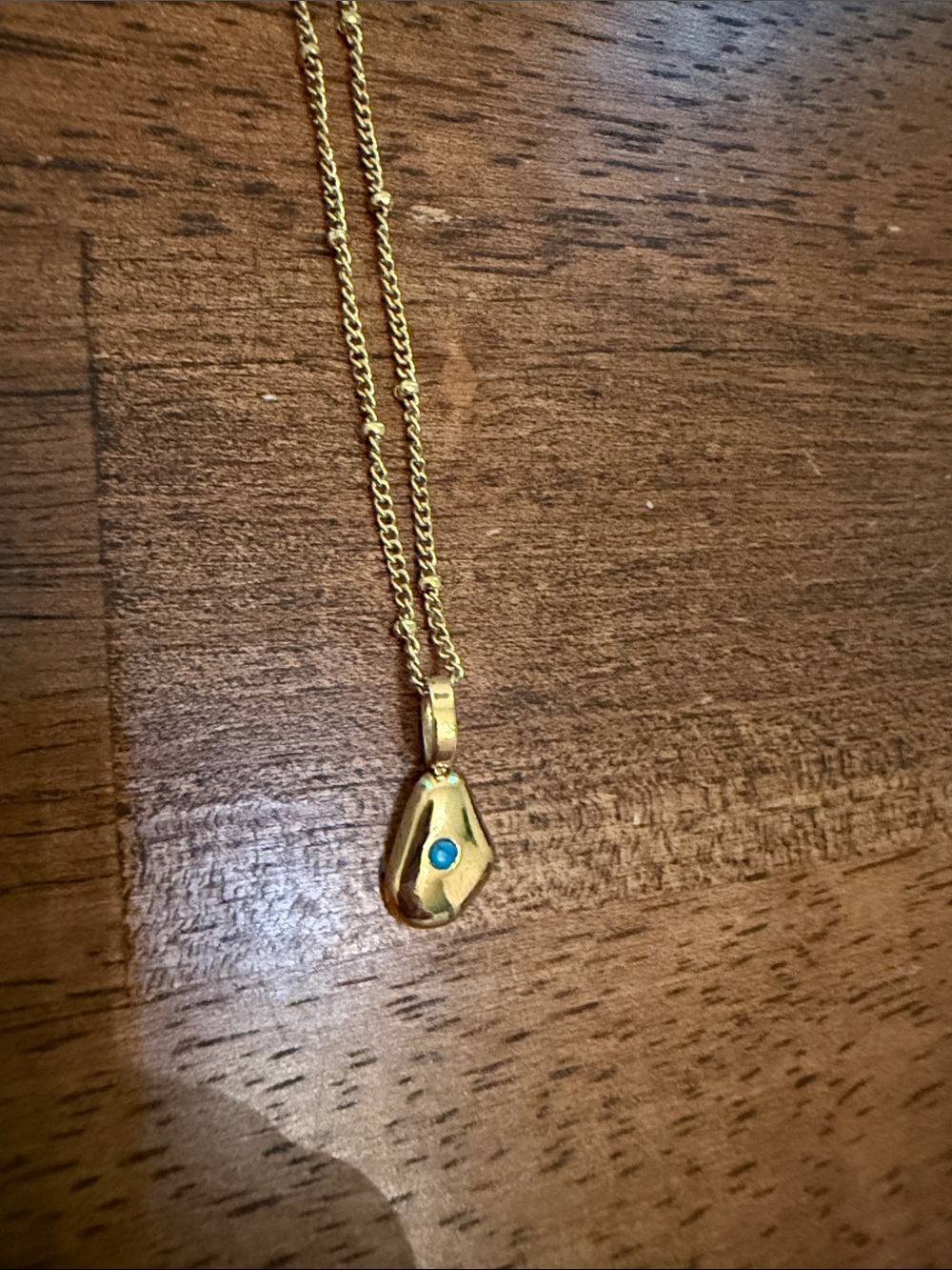 Atolea Gold Teardrop Necklace with Blue Accent - Picture 2 of 5